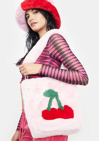 Cherry Faux Fur Bag