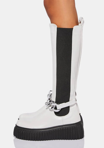 White I Don't Wanna Be Like You Platform Boots