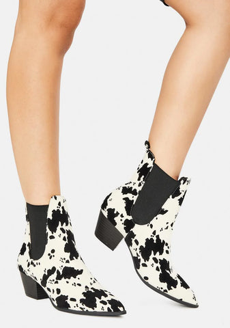 Always In A Mood Cow Print Boots