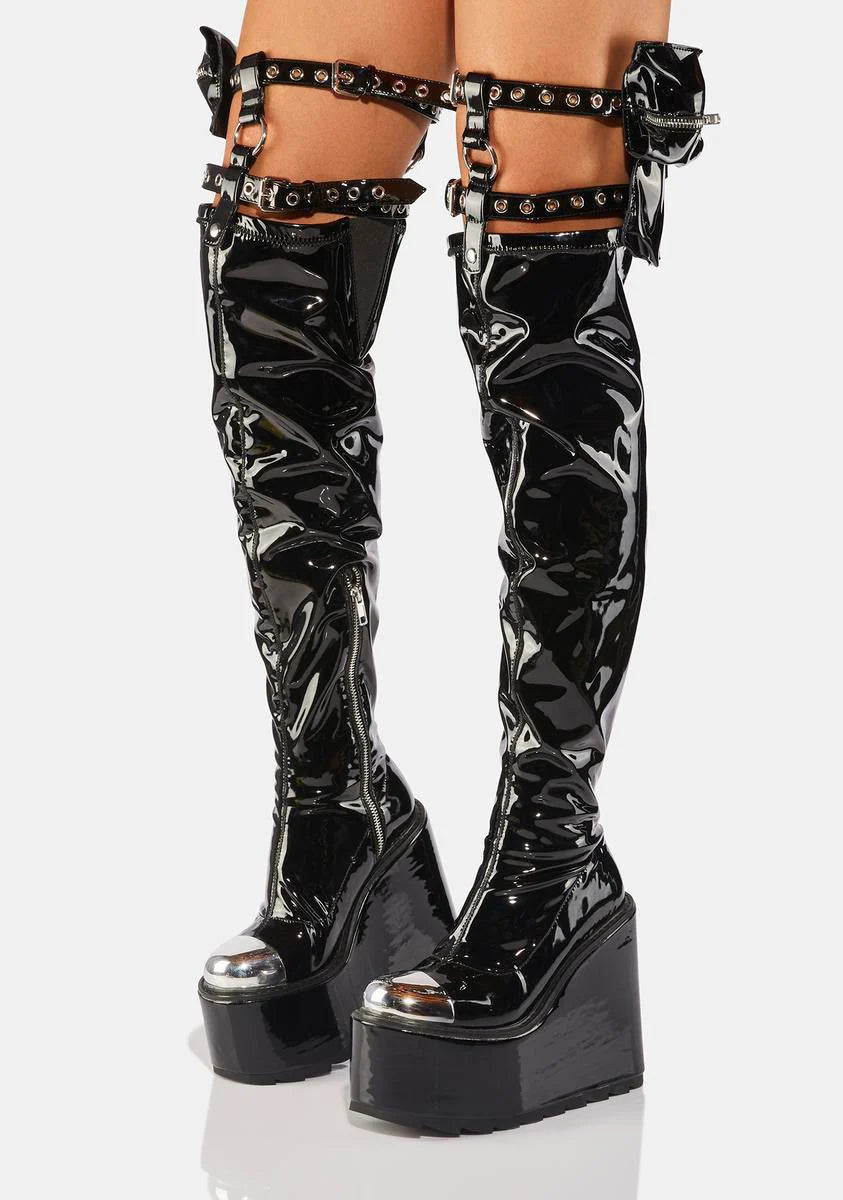 Patent Heathen Thigh High Boots
