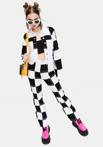 Tunnel Vision Checkered Crop Jacket