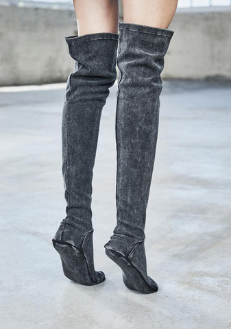 Bassline Worn Wash Thigh High Socks