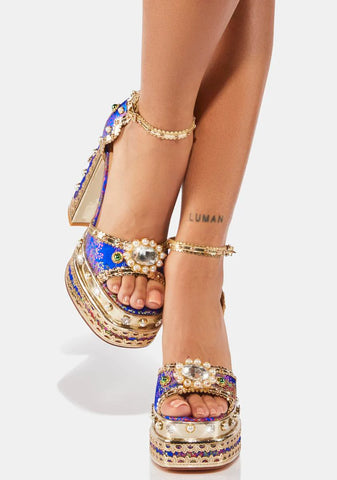 Blue Aim For The Eyes Platform Heels