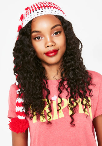 Candy Cane Bae Crochet Beanie