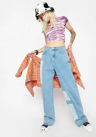 Painted Patches Wide Leg Jeans