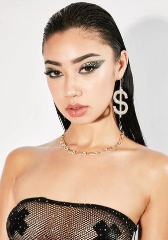 Dangerous Glamour Rhinestone Safety Pin Necklace