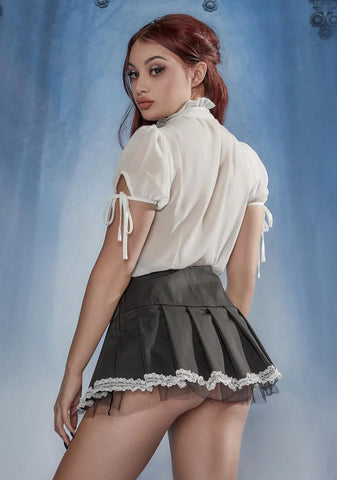 Coquettish Creature Lace Ruffle Blouse