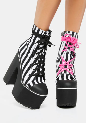 Dark Drop A Heart Platform Boots