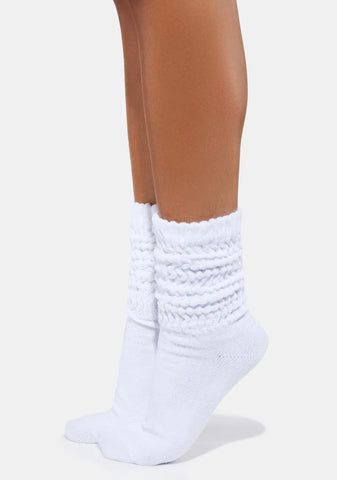 White Slouch Crew Socks