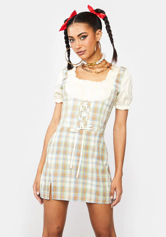 Something's Brewing Plaid Mini Dress