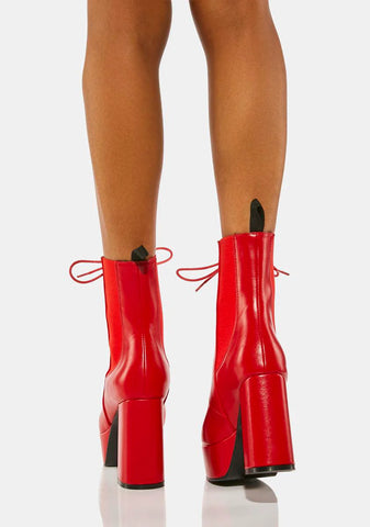 Red Picture Perfect Heeled Boots