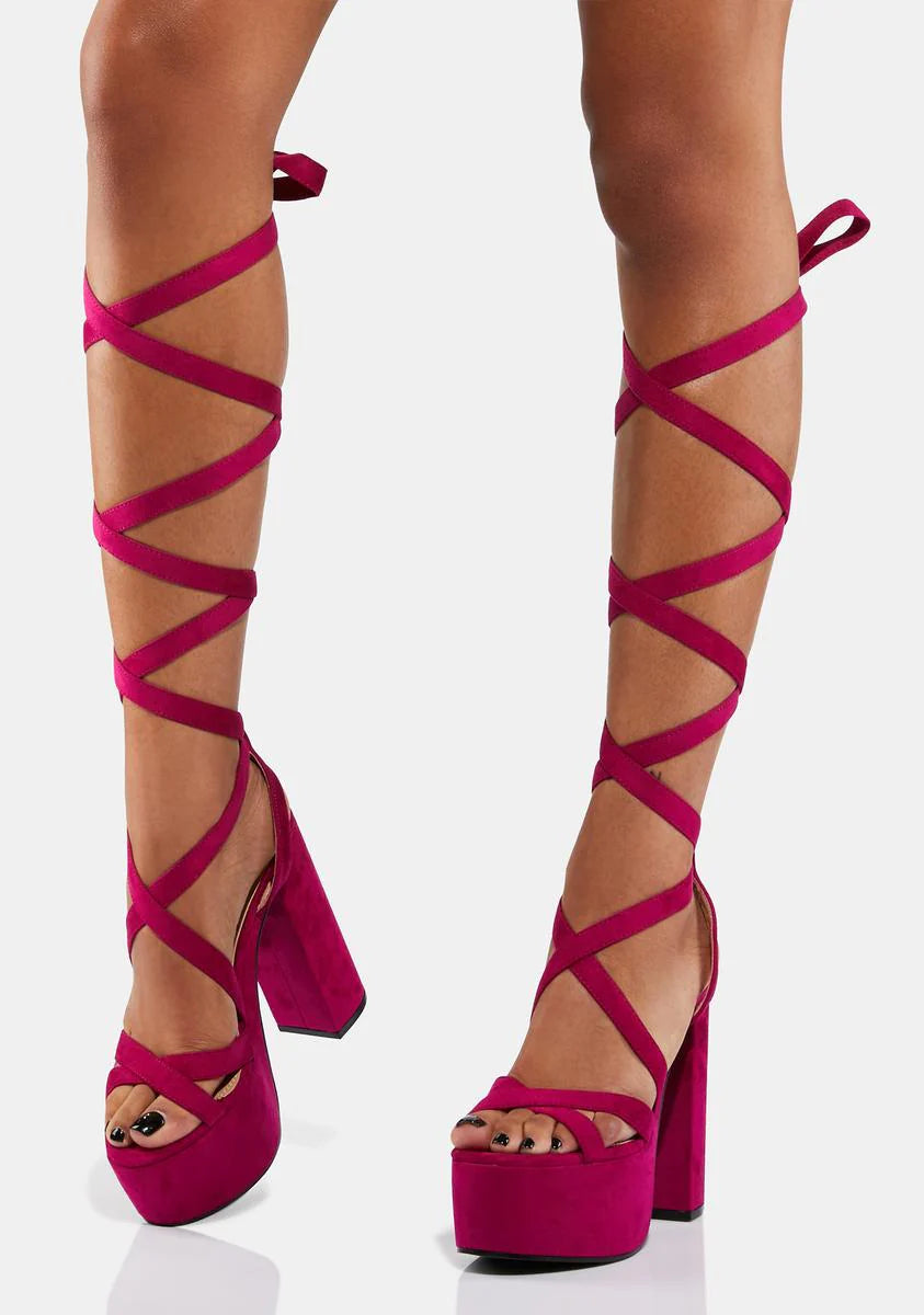 Magenta Up In The Air Wrap Heels