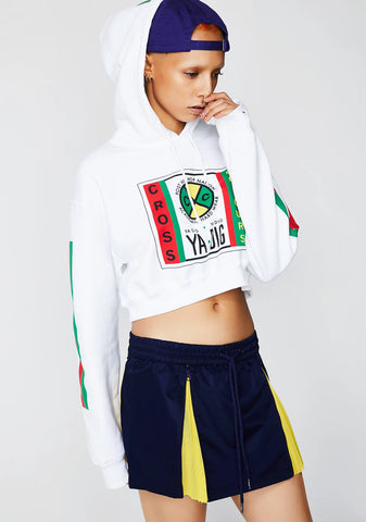 Label Logo Crop Hoodie