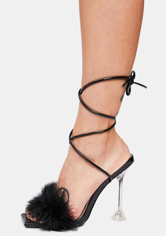 Black Warwick Feather Heels