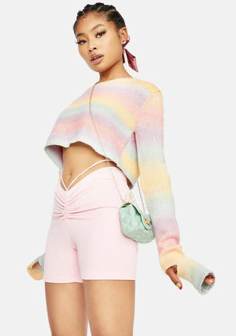 Blush Chill Truths Wrap Biker Shorts