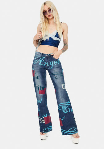 Angel Distressed Low Rise Boyfriend Jeans