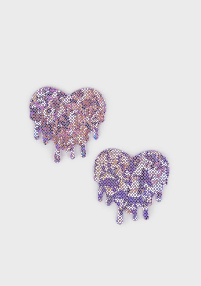 Silver Melty Heart Pasties