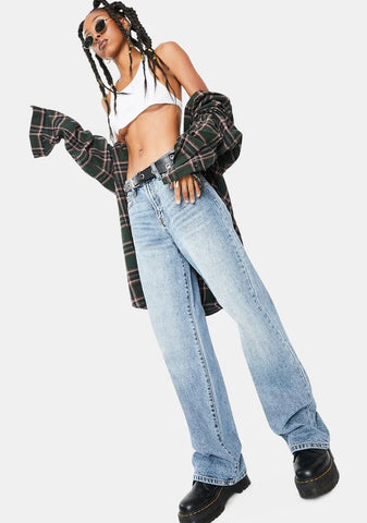 Medium Wash Classic Denim Dad Jeans