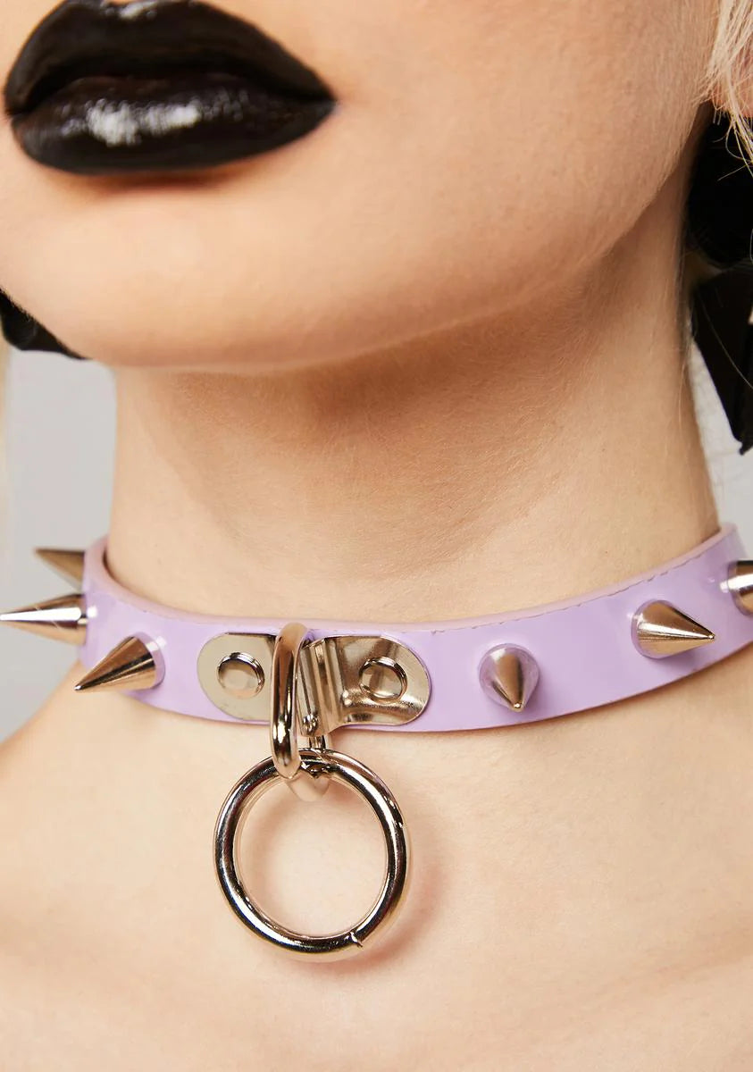 Purple Spiked O-Ring Choker