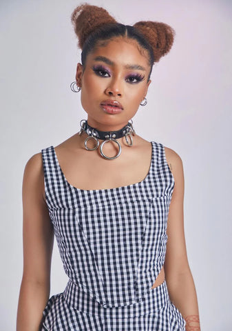 Wicked Menage A Trois Gingham Corset Tank