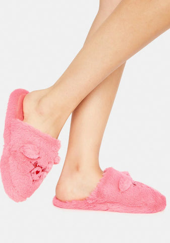 X Care Bears Fluffy Pink Slippers