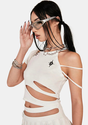 Distortion Cut-Out Crop Tee