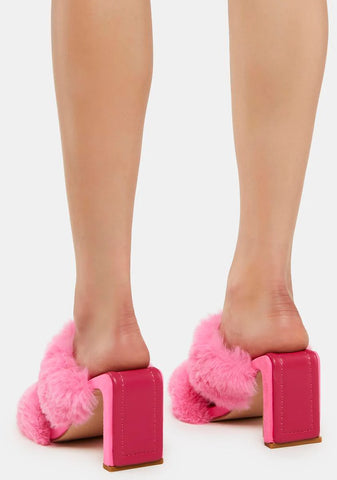 Pink Arlet Faux Fur Heels
