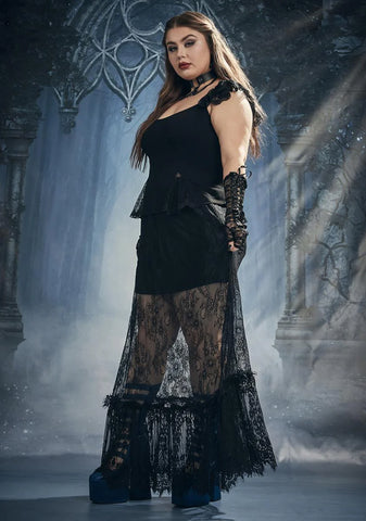 Servin' Midnight Meal Lace Maxi Skirt