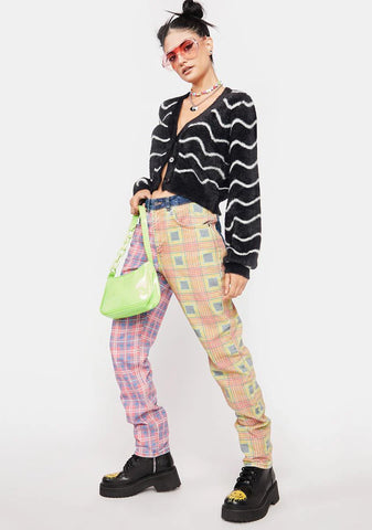 Pink Hot Rod Mix Check Jeans