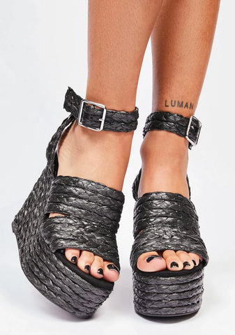 Black Gabbie Wedge Heels