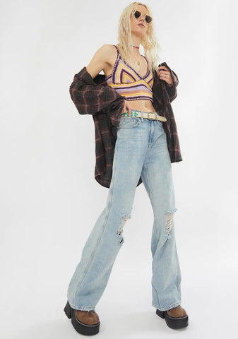 Ripped Knee Puddle Jeans