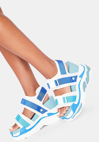 Blue Peach Platform Sandals