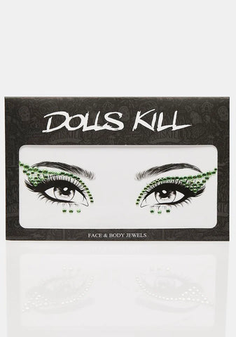 Green Winged Rhinestone Face Gems