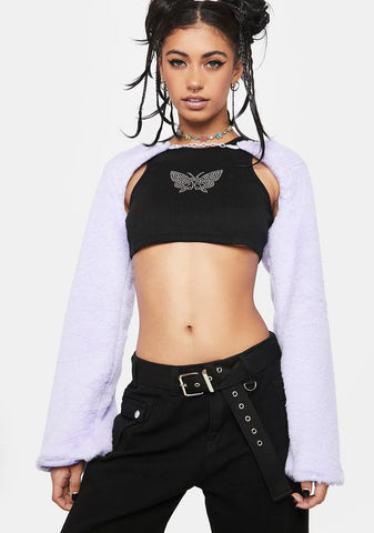 Lilac Believe In Magic Faux Fur Shrug