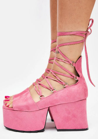 Pink Goodbye Angel Platform Heels