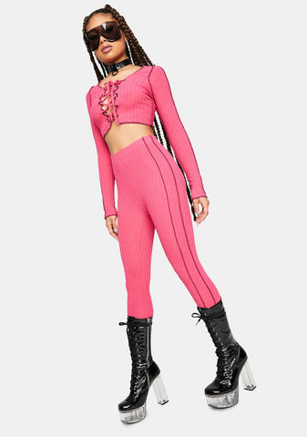What Do I Know Contrast Stitch Pants Set