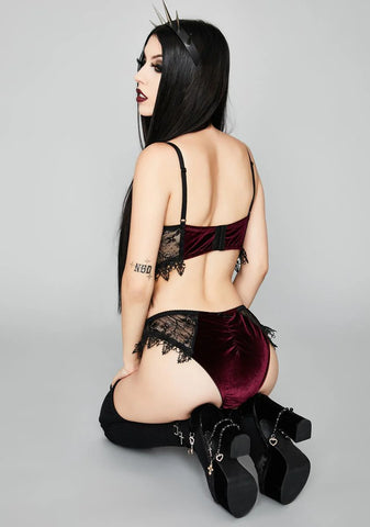 Crimson Morphine Eyes Velvet Panties