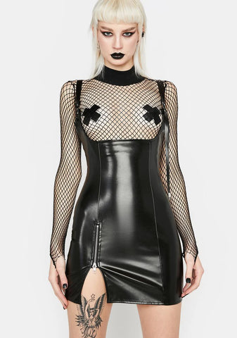 Vegan Leather Mini Dress