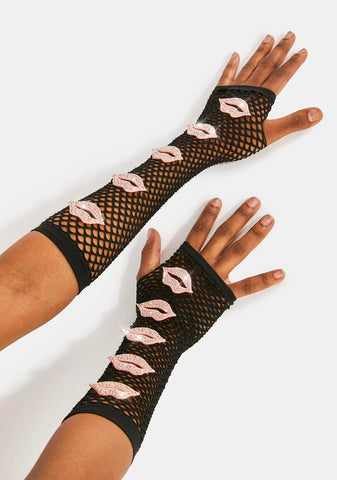Want Your Kiss Fishnet Gloves