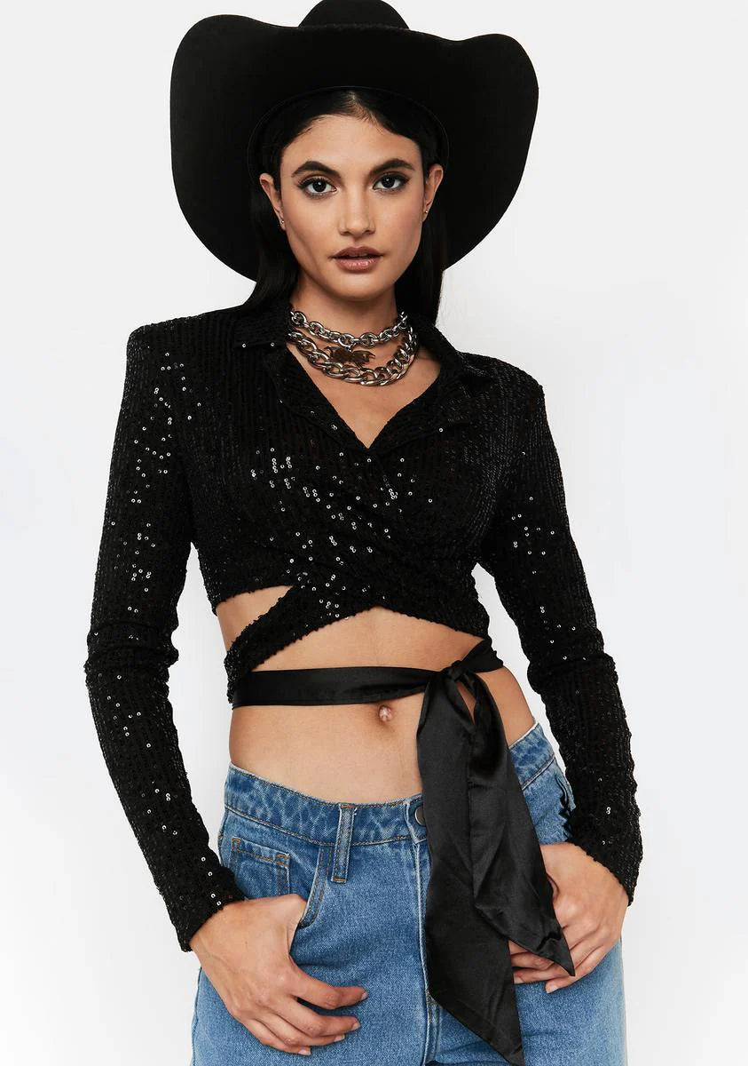 Party's Here Sequin Wrap Blazer