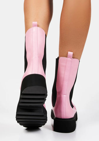 Pink Printed Ankle Boots