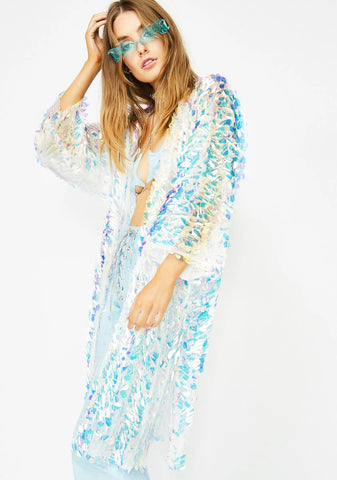 Aqua Glimmer Goddess Sequin Kimono
