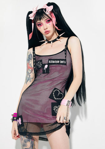 Double Dare Ya Mesh Patched Mini Dress