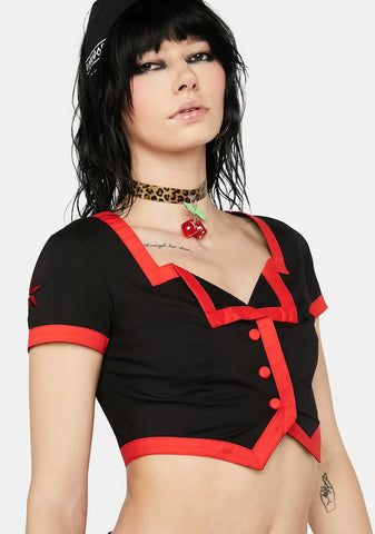 Lover's Lane Buttoned Crop Top