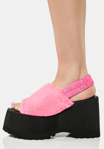 Pink Paladin Faux Fur Sandals