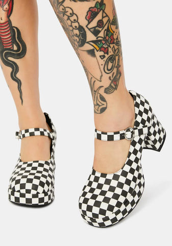 Tunnel Vision Checkered Mary Janes