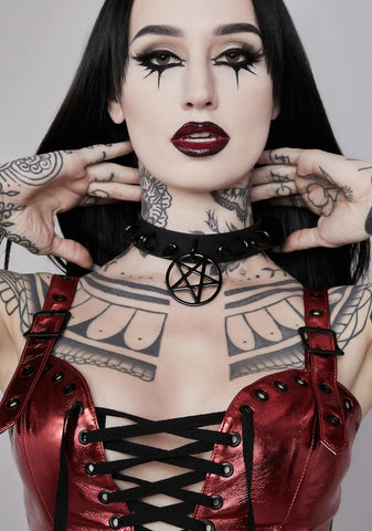 Pentagram Charm Spiked Choker