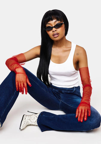 Red Tulle Hun Gloves