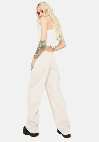 Ivory Corduroy Puddle Trousers