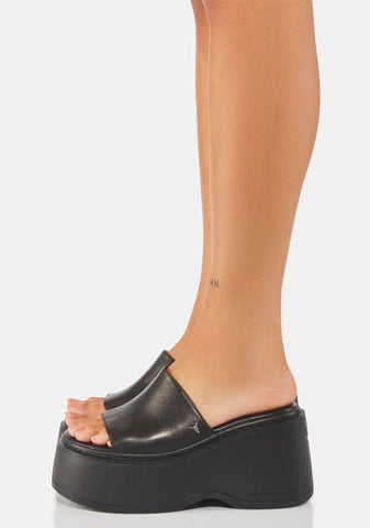 Abandon Black Leather Sandals